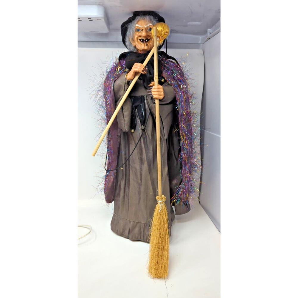 Standing Witch with Broom 24" Tall Halloween Decor Prime Line Inc. Rare